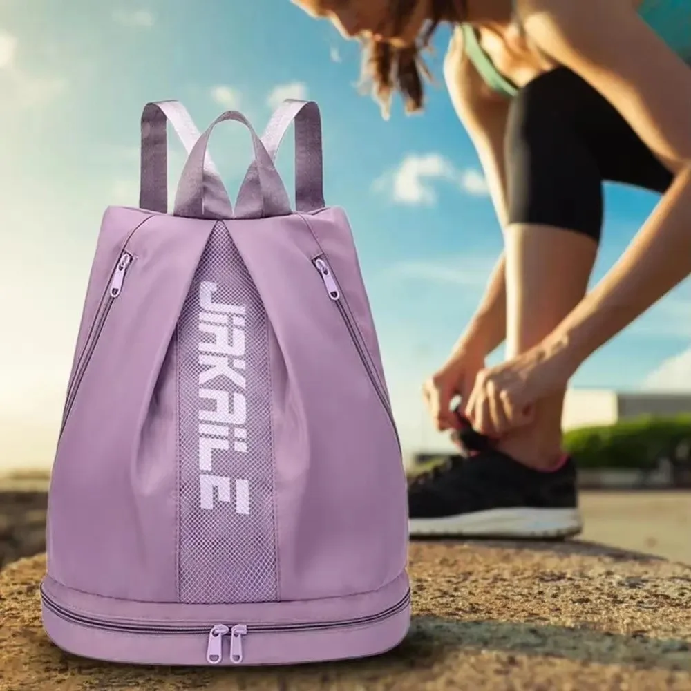 Portable Gym Backpack Adjustable Straps with Bottom Compartment Fitness Storage Pouch Anti-splash Water Large Capacity