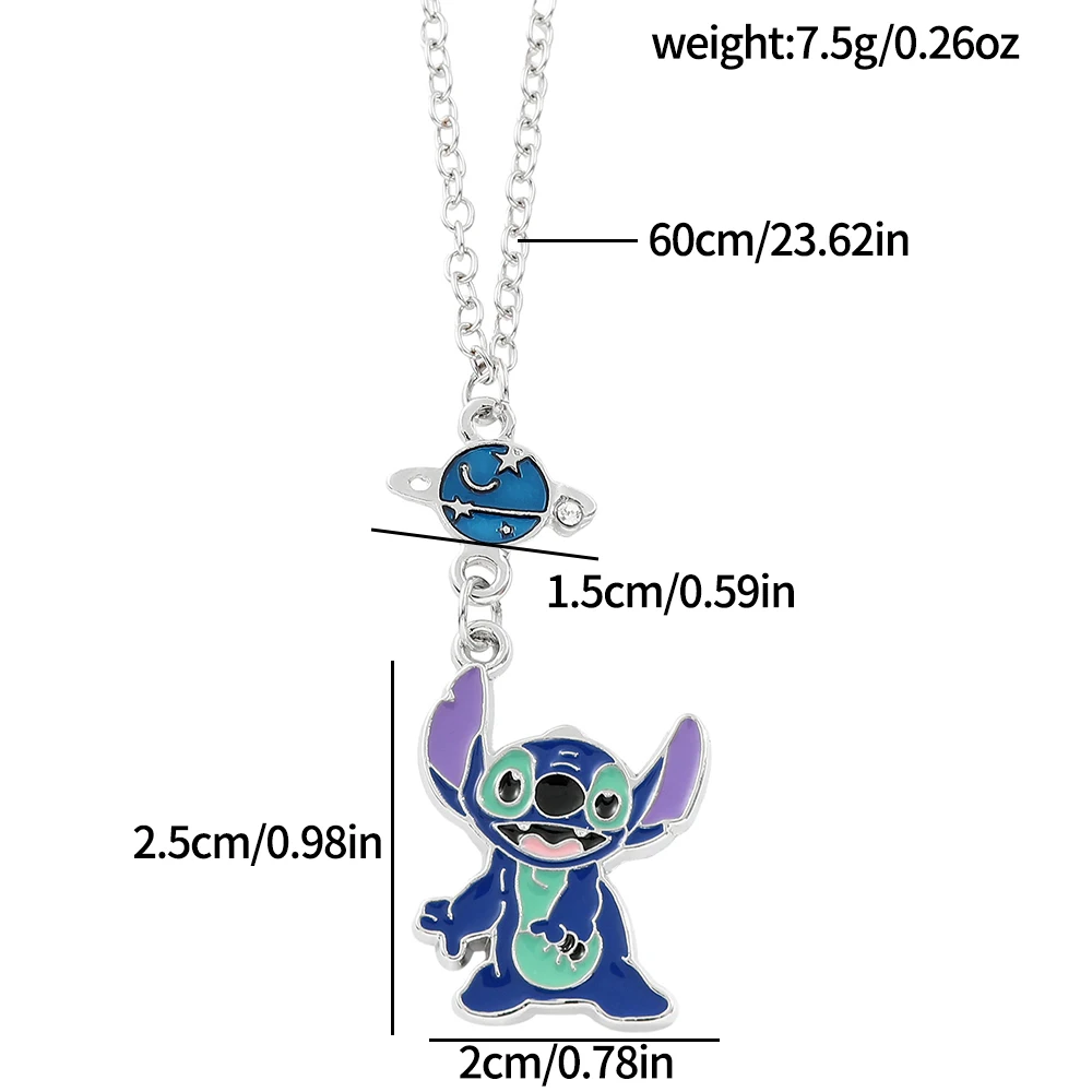 Disney Classic Anime Lilo & Stitch Necklace Cute Stitch Angel NeckChain For Friends Couple Jewelry Pendant Gifts