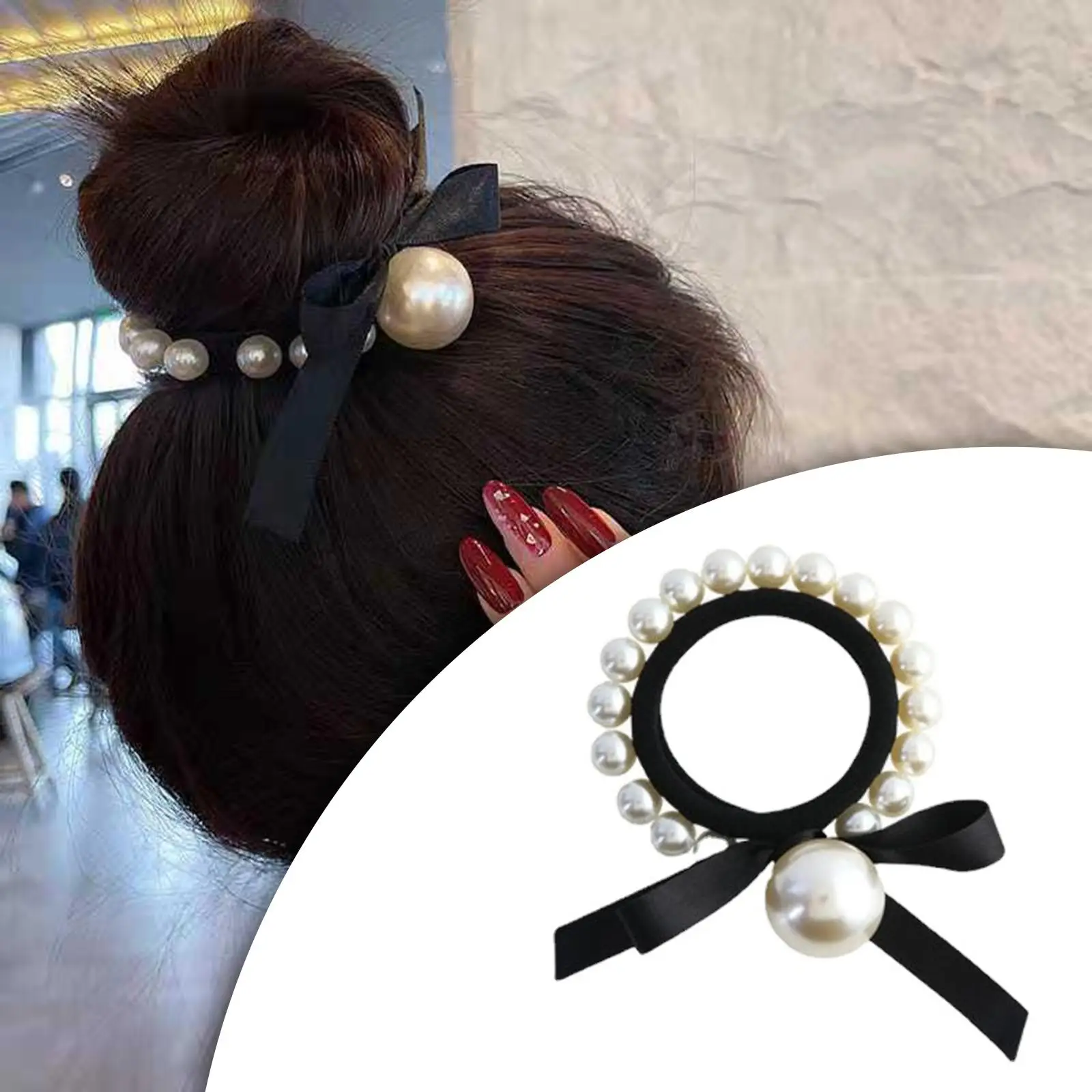Mode Perle elastische Haar gummis Pferdes chwanz halten Haarschmuck Scrunchie