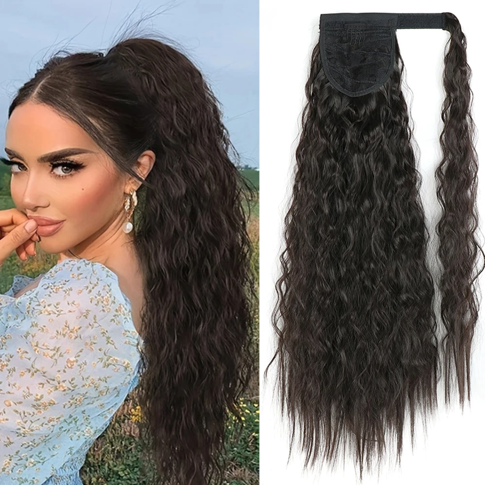 

Synthetic Long Corn Ponytail Wrap Around Ponytail Clip In Hair Extensions Hairpiece Headwear Hair 22INCH