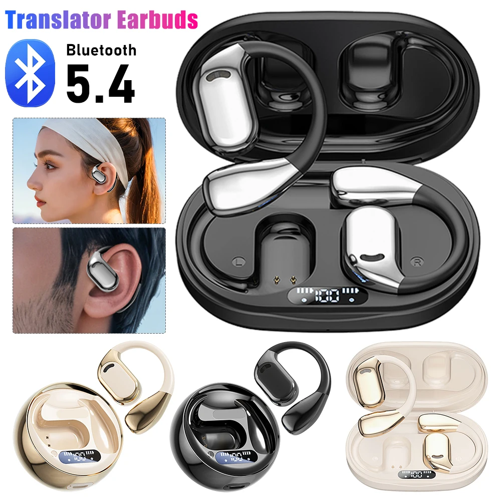 Smart Translator Earbuds 2025 AI Real-time Language Translation Earphone Wireless Bluetooth 5.4 Two-Way Headphones Translator