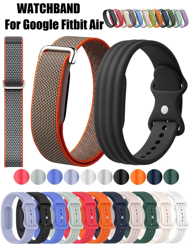 Offizielles Nylon+Silikon-Schlaufenarmband für Google Fitbit Air Zubehör, Komfortables Armband für Google Fitbit Air, Ersatz für Correa – Detail 1