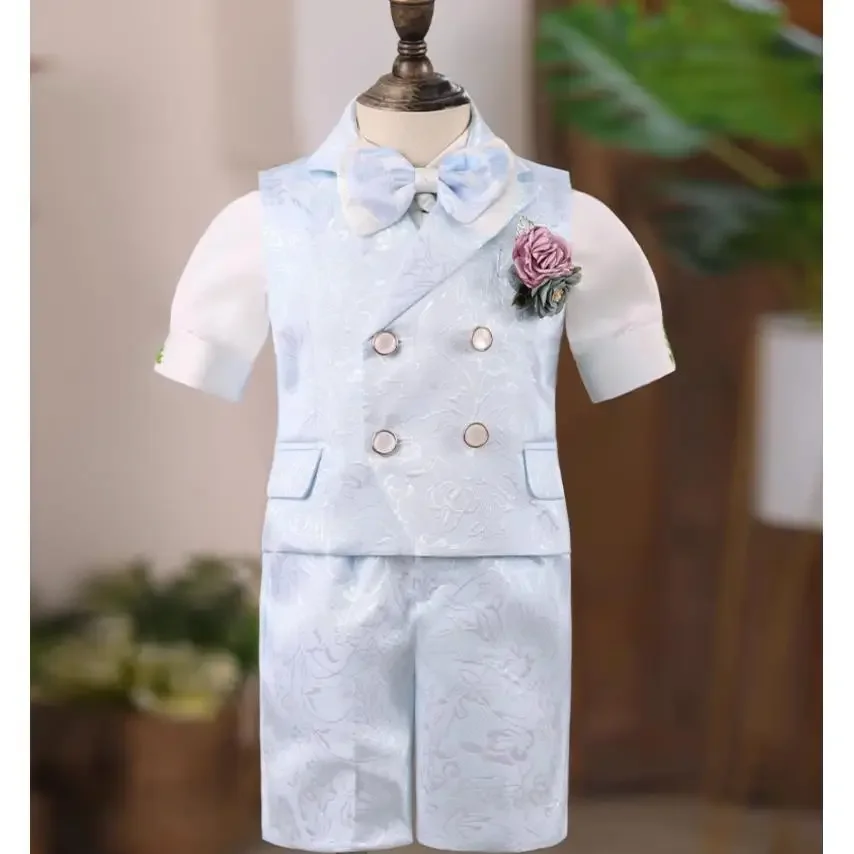 

6PCS Summer Children's Formal Prom Suits Wedding Birthday Party Gown Kids Catwalk Piano Performance Boys Blazer Sets A3847