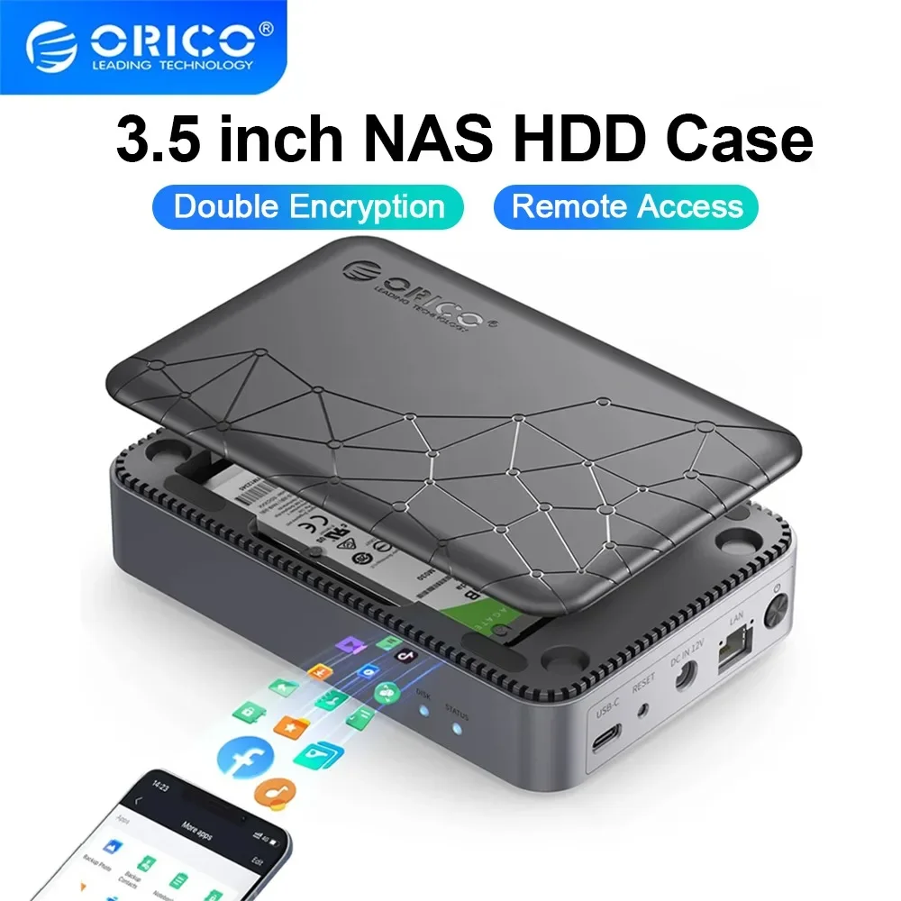 orico sata gabinete de disco rigido rede nas caixa de armazenamento hdd usb c estojo externo habitacao servidor de nuvem pessoal 35 01