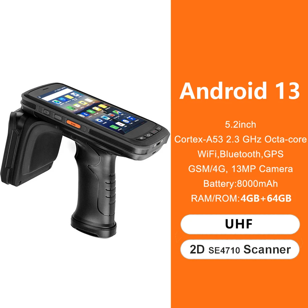 Chainway C72 5.2 Inch Android 13 Data Collectors 1D/2D QR Code Reader Support E710 UHF RFID Reader NFC 4G LTE