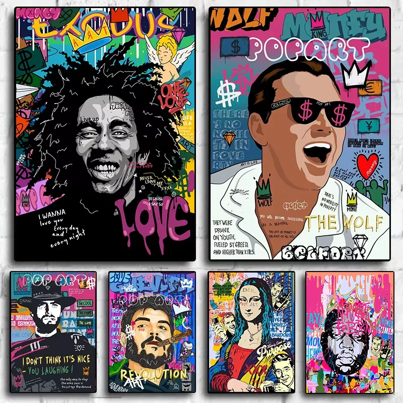 Graffiti Pop Canvas Painting Scarface Street Movie Wall Art Mona Lisa Abstract Protrait Posters And Prints Home Decor Mural