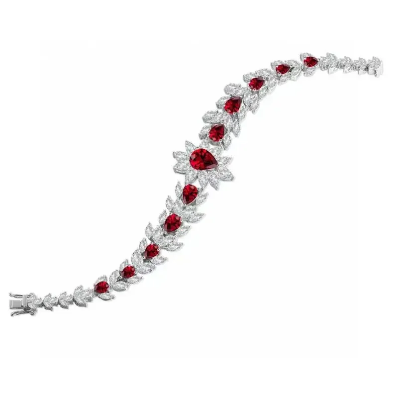 Pirmiana New S925 Silver 8.98ct Lad Grown Ruby Bracelet High Fine Jewelry for Women Party Gift