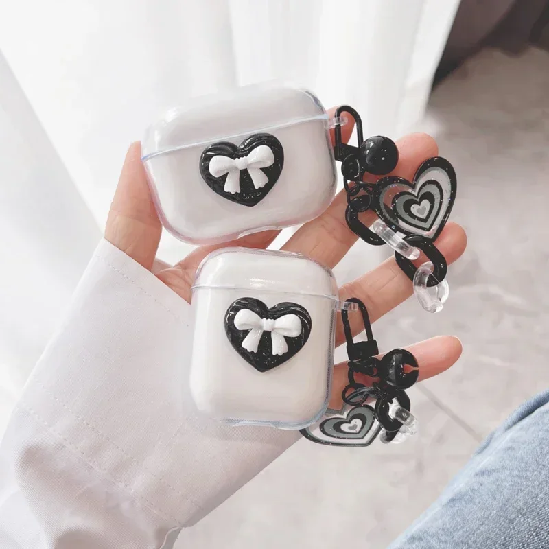 Funda de silicona transparente para auriculares QCY C30, cubierta con colgante, lindo amor/Ángel, airpods 3