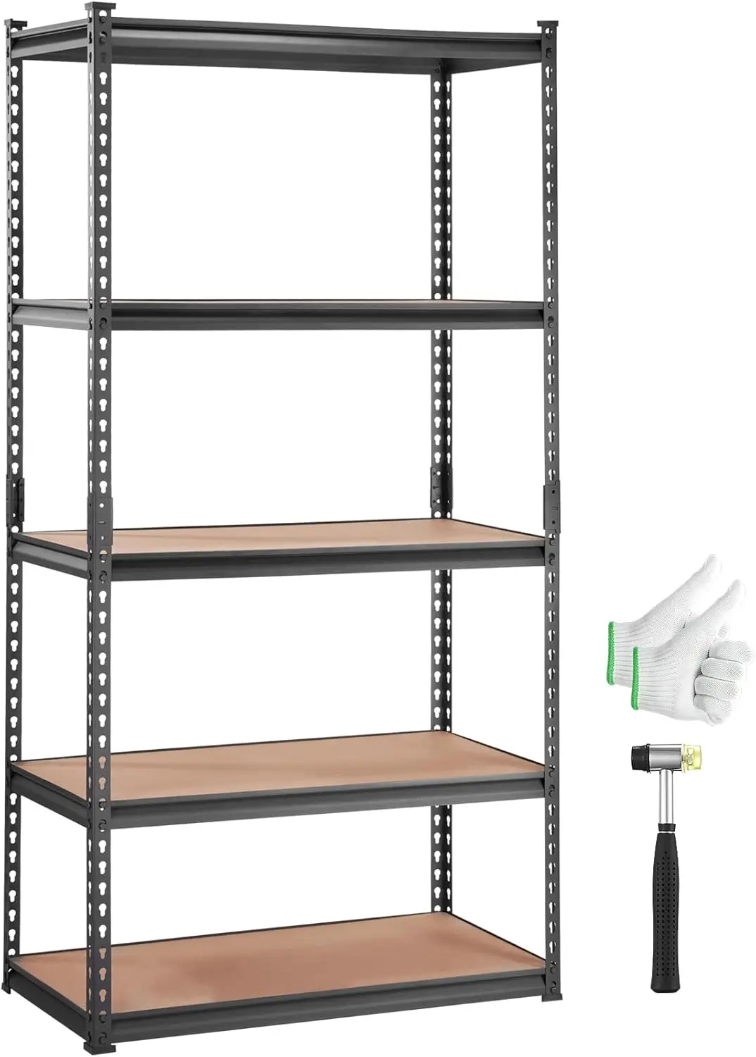 Storage Shelving Unit, 5-Tier Adjustable, 2000 lbs Capacity, Heavy Duty Garage Shelves Metal Organizer Utility Rack, Black