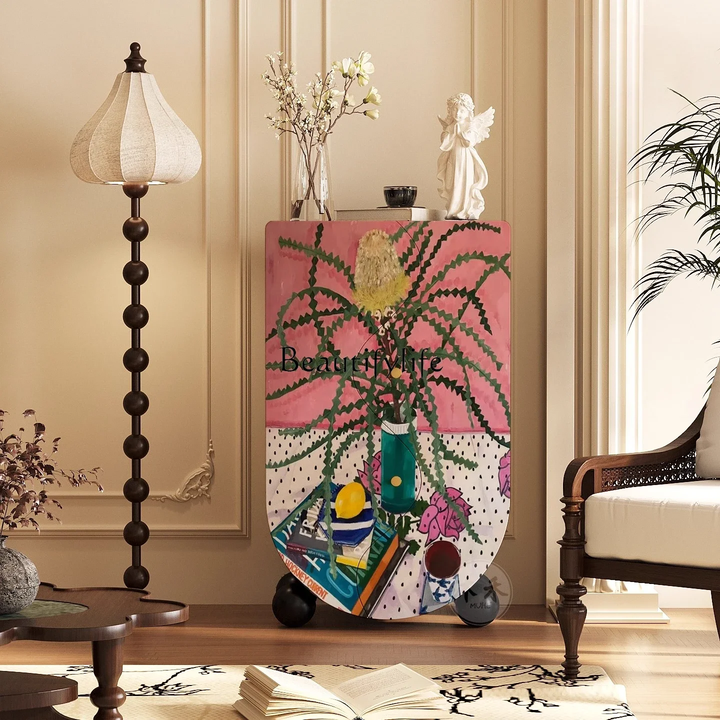 

LJYAbstract still life home living room bedroom solid wood bucket cabinet next to the wall sofa