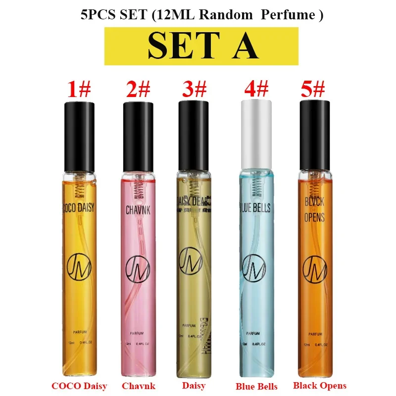 5PCS Small Perfume Samples Set Classic Brand Women Perfume 12ML Portable Floral Scent Lasting Fragrance Pheromone Eau De Parfum