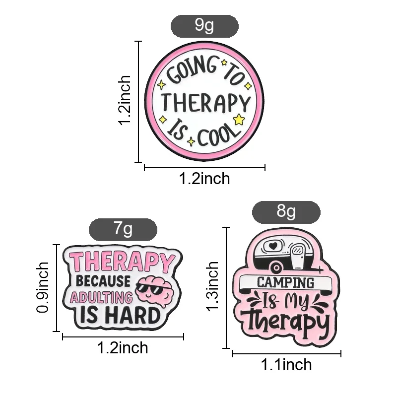 Funny Mental Health Quote Enamel Pin, Cartoon Healing Text Badge, Fashion Accessory for Clothes and Backpacks, Gift for Friends
