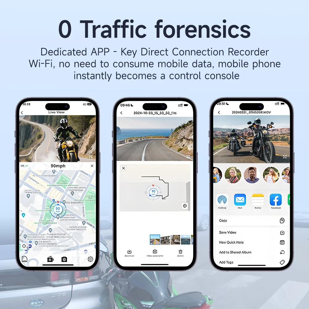 JIUYIN Motocyklowy Podwójny DVR Smart Connect Kamera Sportowa Rejestrator Przedni i Tylny WiFi Wodoodporny Motocyklowy Wideorejestrator