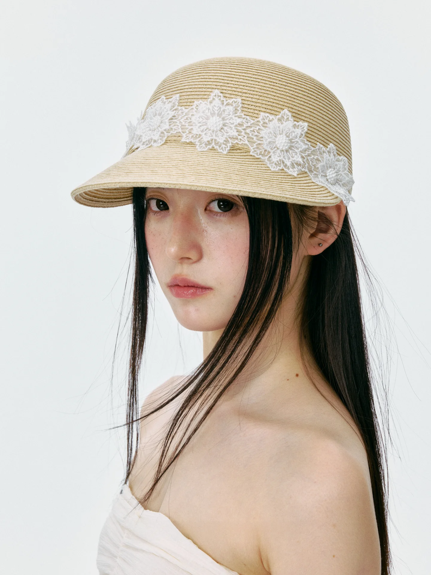 エレガントな花柄麦わら帽子-レディース-春夏秋-日焼け対策-折りたたみ式-丸型トップ-乗馬帽-小顔効果