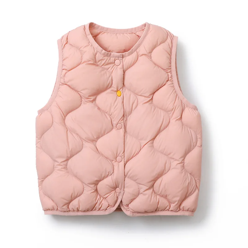 0-10℃ Ultra Light Kids Duck Down Vests Baby Child Boys O-Neck Buttons Puffer Waistcoat Children Feather Liner Warm Outwear