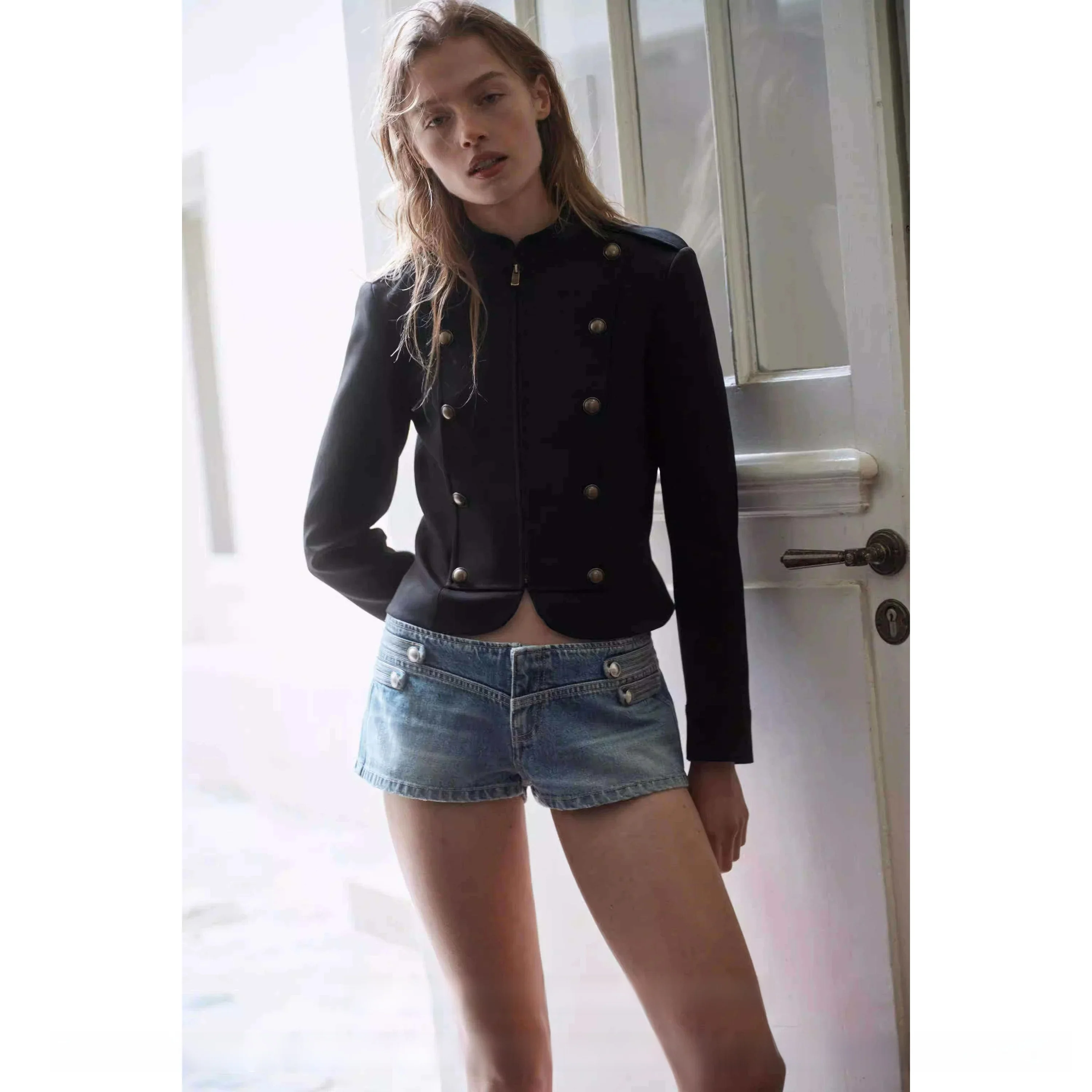 Spring 2026 Women's Slim Fit Long Sleeve round Neck Suit Jacket New Arrival Belt Decorated Button Detailing Commute Style