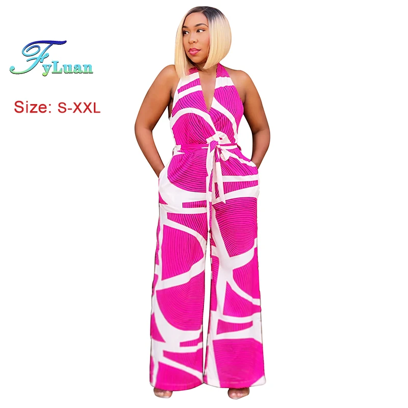 2025 เสื้อผ้าผู้หญิงใหม่ประณีตพิมพ์แขนกุด V คอพิมพ์ดอกไม้หลวมแฟชั่น Street กางเกงขากว้างกางเกง