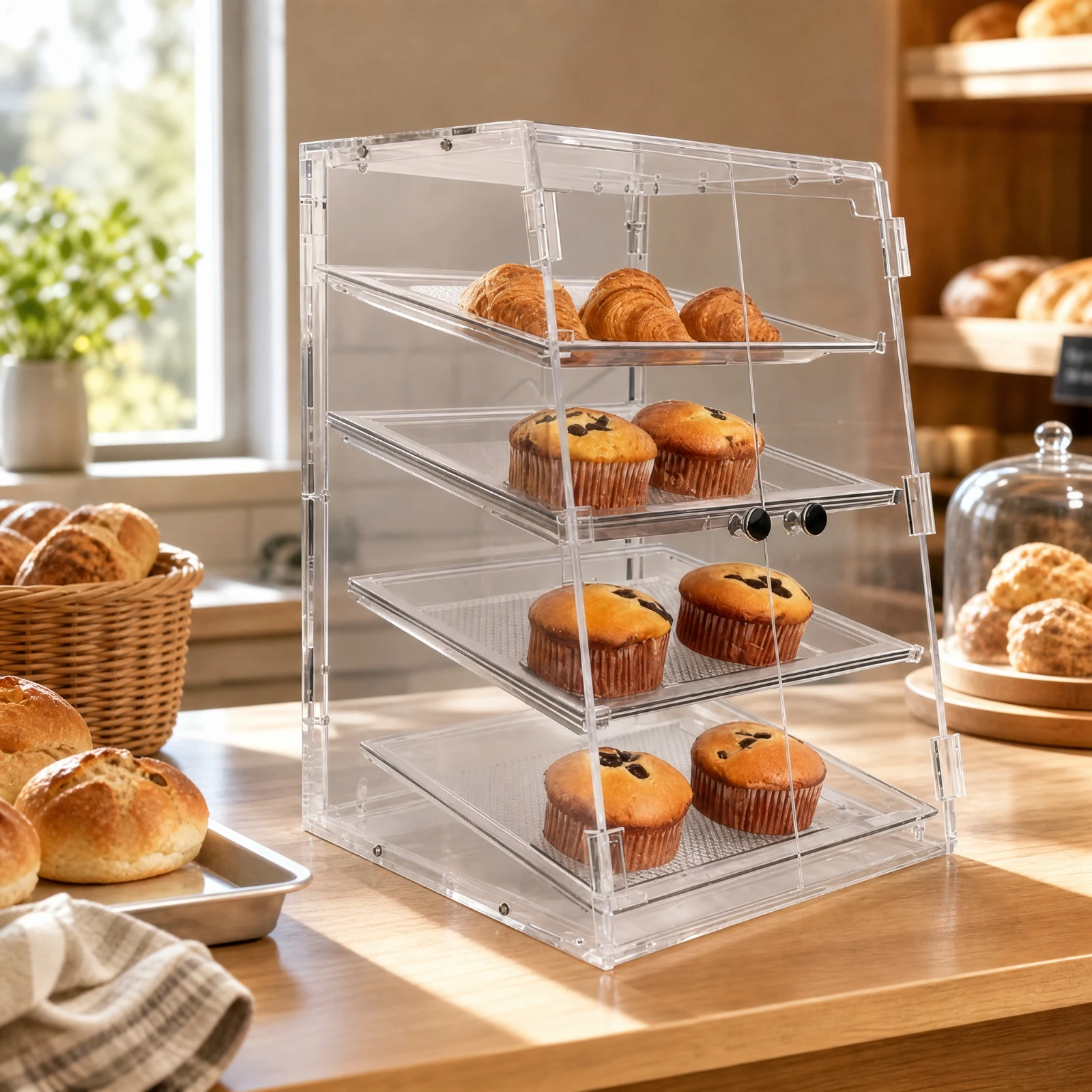 Acrylic Food Display Cabinet Transparent Enclosed Acrylic Food Display Case Dessert Showcase Versatile Space-Efficient