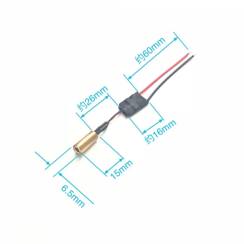 532nm10mw green laser module with a diameter of 6.5mm, small-sized green laser head, wired point laser head