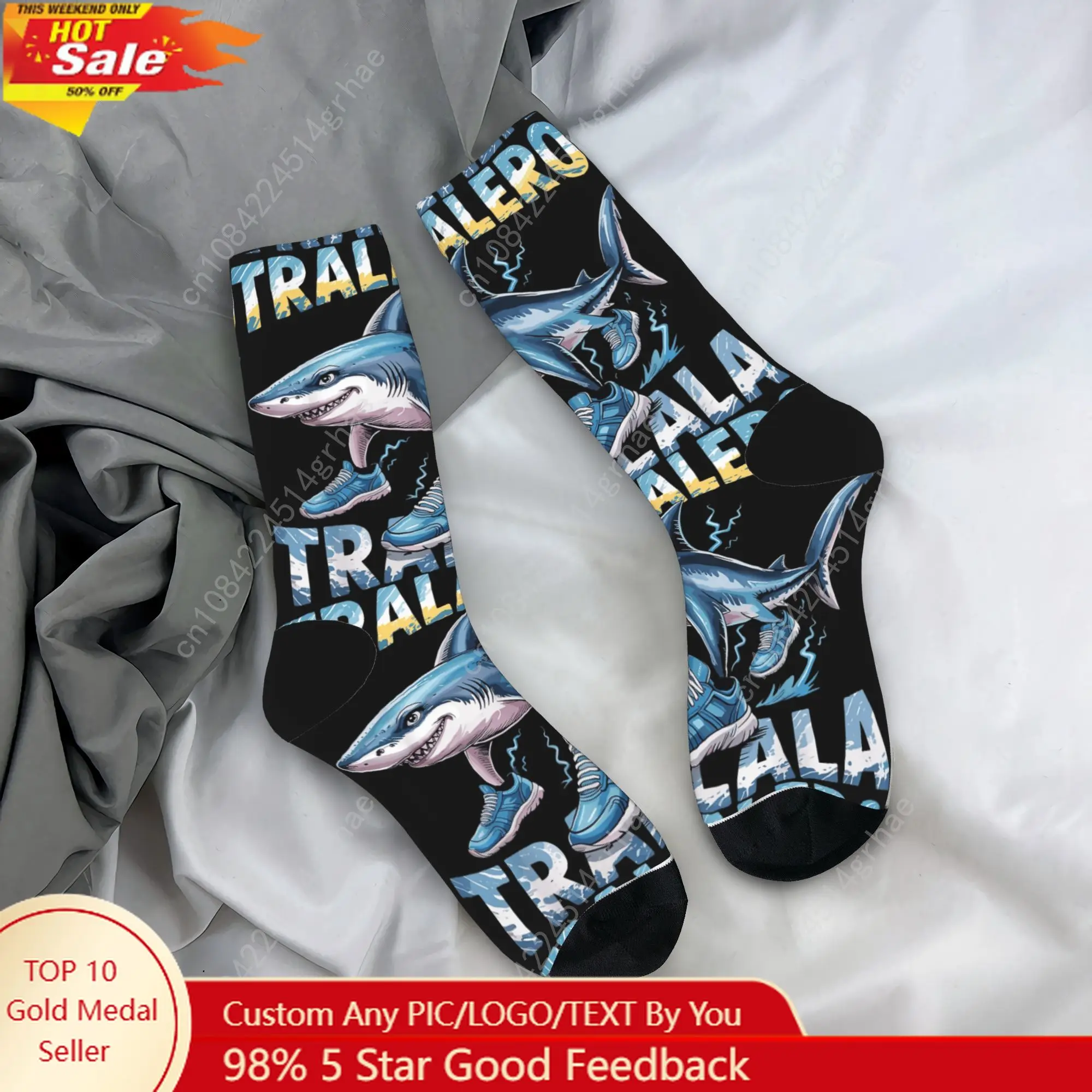 Tralalero tralala italiano cérebro podridão italiano brainrot meme meias masculinas meias casuais inverno ciclismo antiderrapante design meias