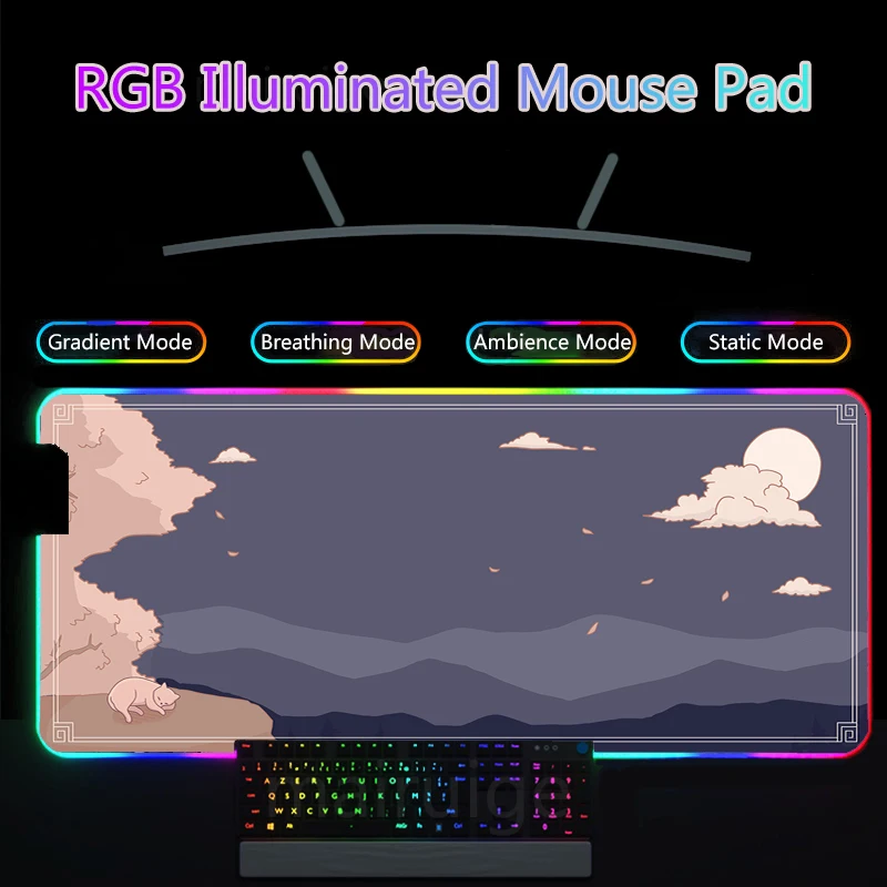 

Original RGB Mouse pads RGB Multi-size Cat MousePad Surface for The Mouse Computer Large Light-emitting Desk Mat Redmi mats