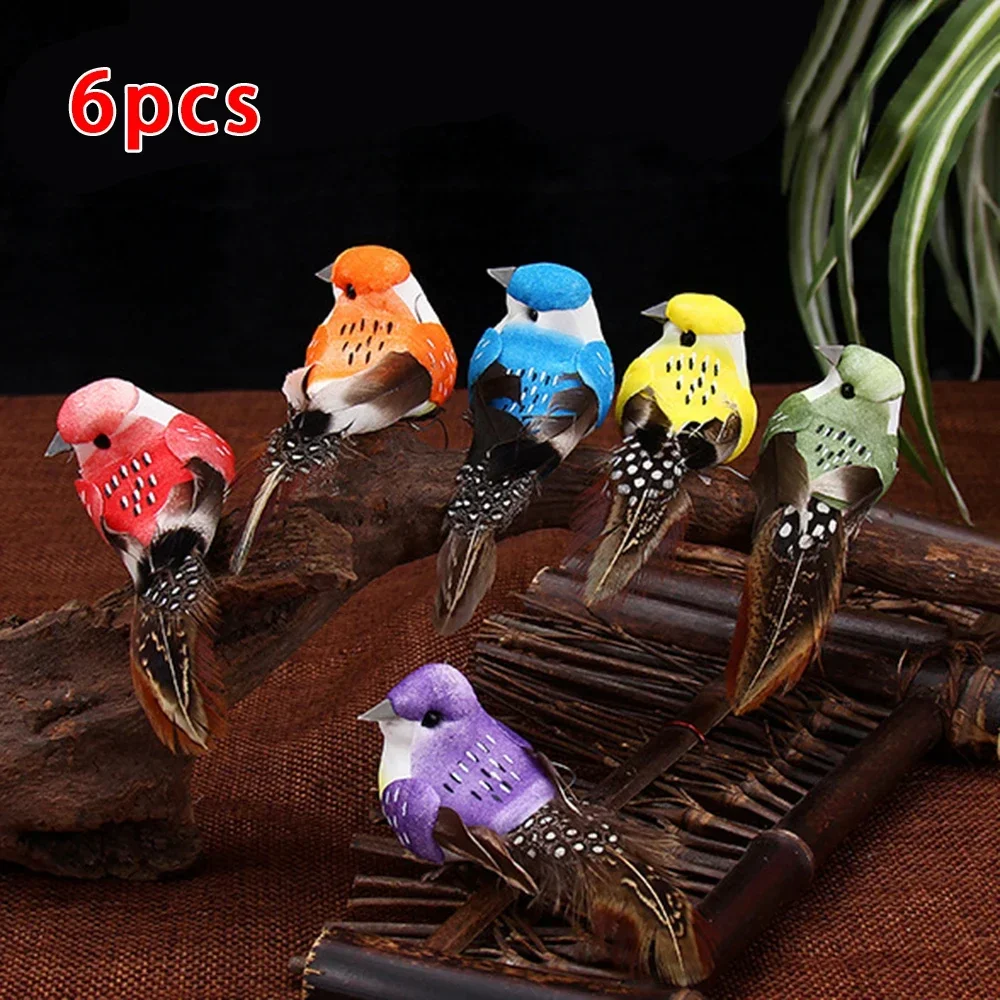 

6 X Artificial Birds Fake Foam Animal Simulation Feather Birds Models DIY Wedding Home Garden Ornament Decoration