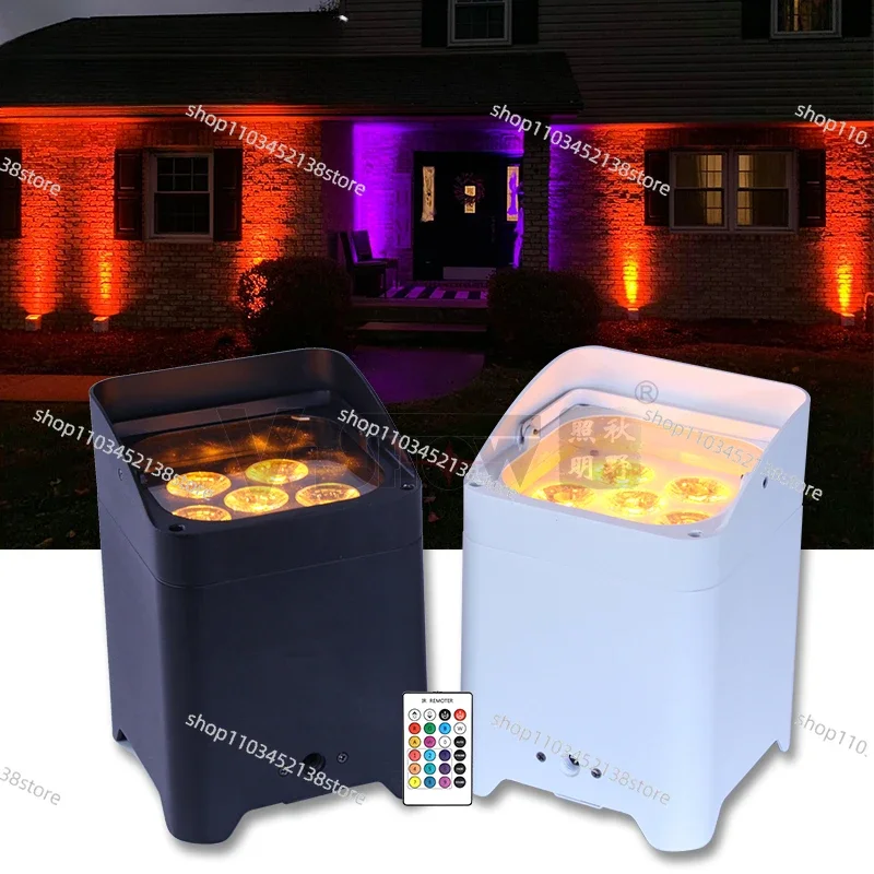

6 Bulbs 18w Battery Powered Wireless RGB DMX Wifi Remote Control LED Wedding Uplight DJ Disco Stage Light Projector Lamp