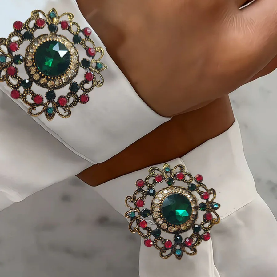 2PCS Fashion High Quality Crystal Button Covers for DIY Clothing Decorative Button,Alloy Shirt Sleeve Button Decoration