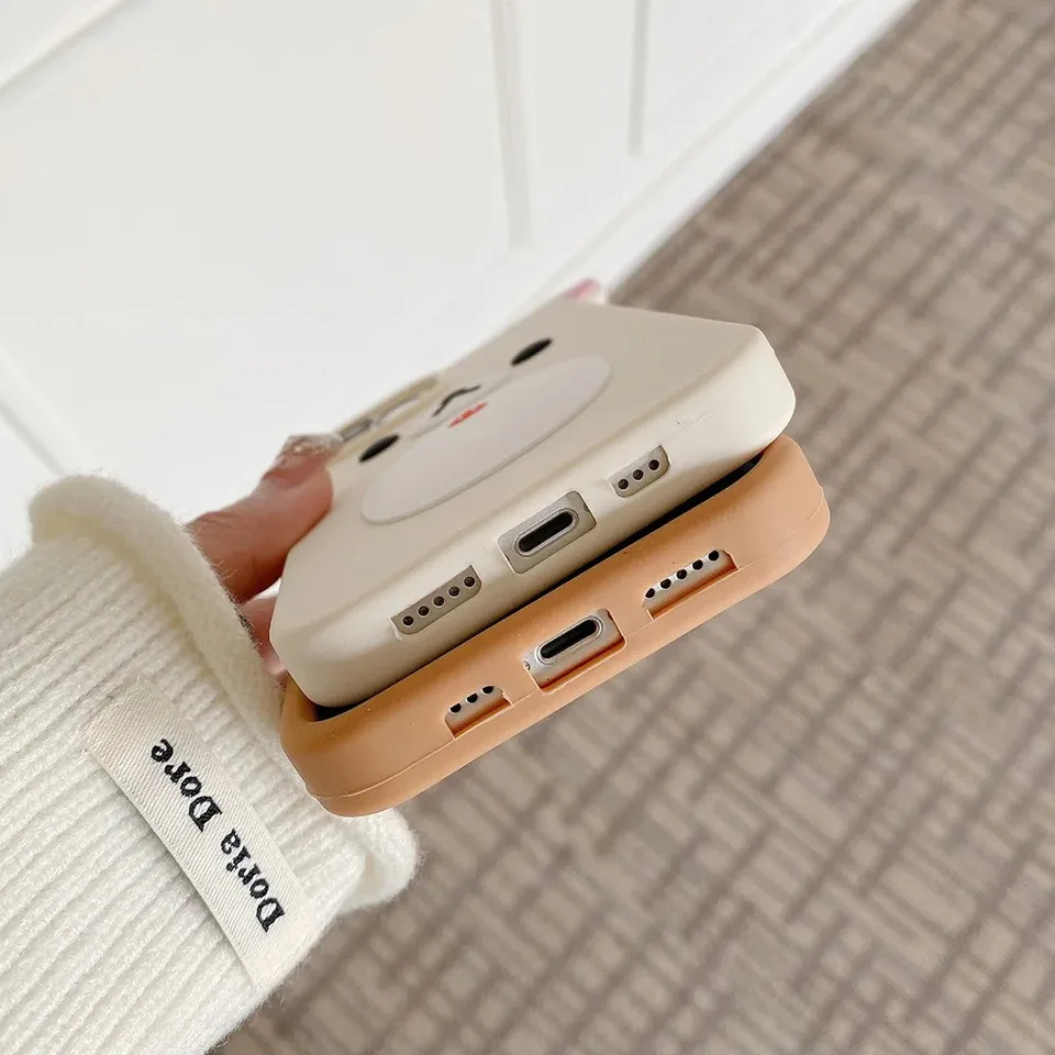 Funda de silicona suave con dibujo 3D de Rilakkuma para iPhone 11 12 13 14 15 16 Pro Max 5