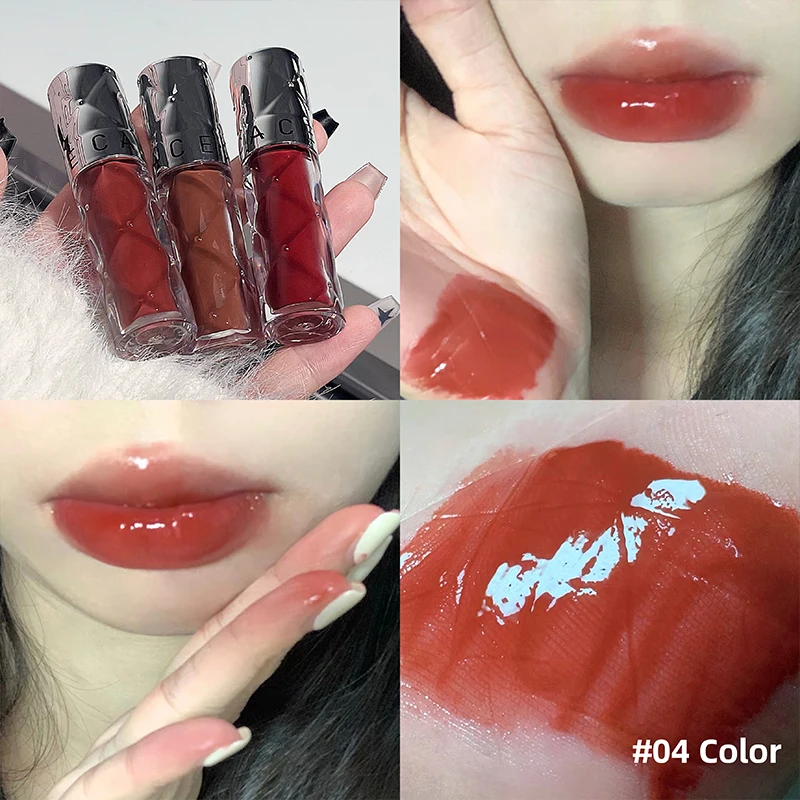 CACE Feuchtigkeitsspendender Kristall-Lipgloss, leicht zu verblassender, spiegelnder, wasserglasierter Lipgloss, langanhaltender, feuchtigkeitsspendender Glanz, Lippentönung, Kosmetik