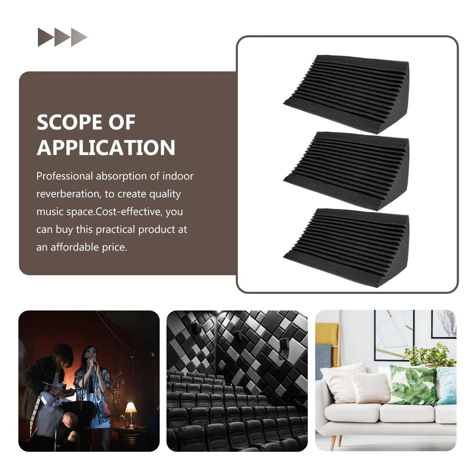 Panneaux insonorisants en coton absorbant le son basse fréquence, carreaux muraux acoustiques, blocs de réduction du bruit, conception professionnelle facile, 4 pièces