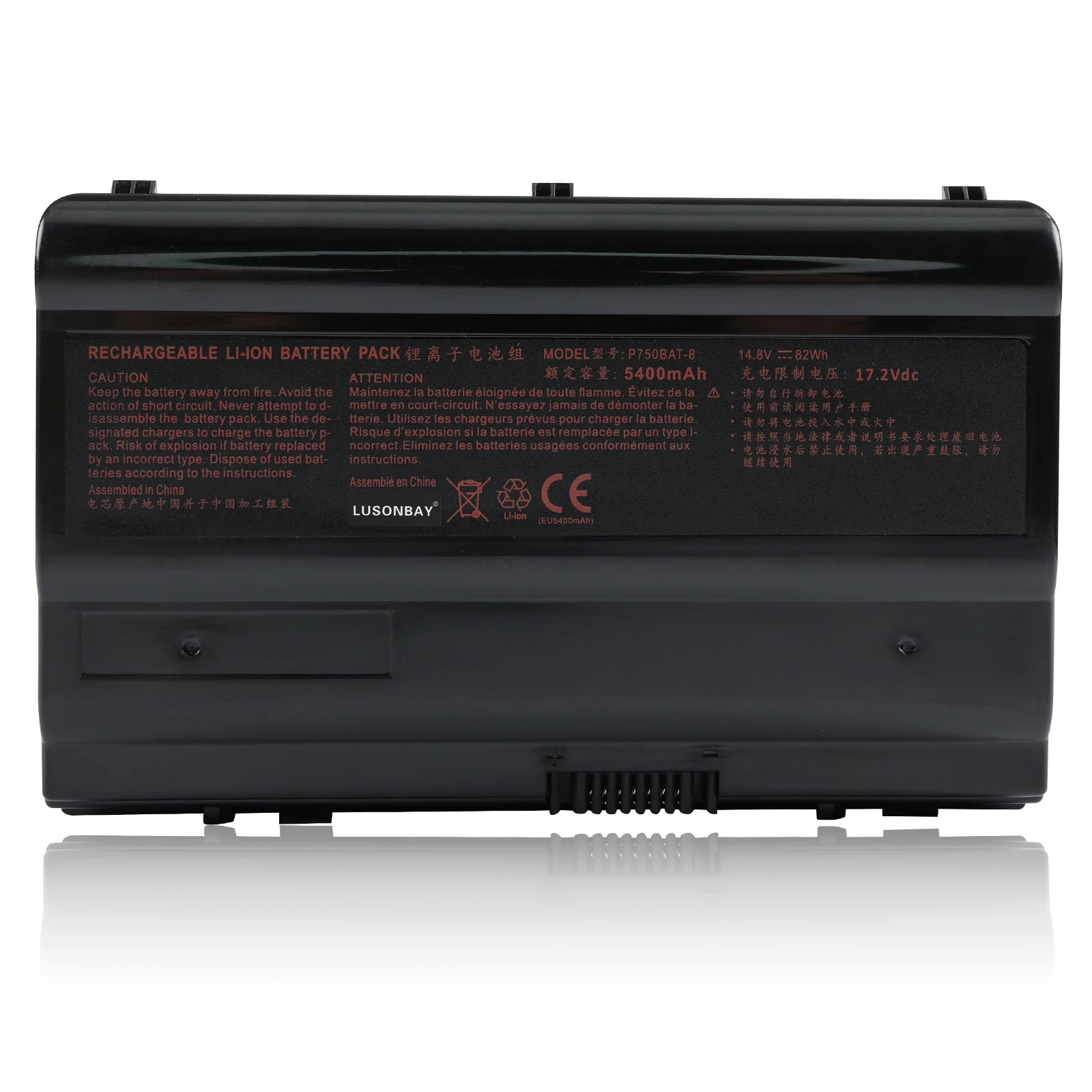 

LUSONBAY P750BAT-8 Laptop Battery For Clevo P750 P750ZM P750S P751 P751ZM P751DM Terrans Force X599 X79 82WH/5400mAh