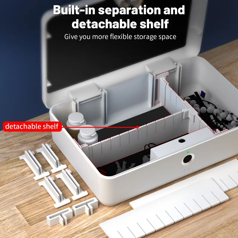 Biometric Fingerprint Home Cash Jewelry Safe Storage Box Confidential Document Hidden Storage Box Home Cosmetics Box