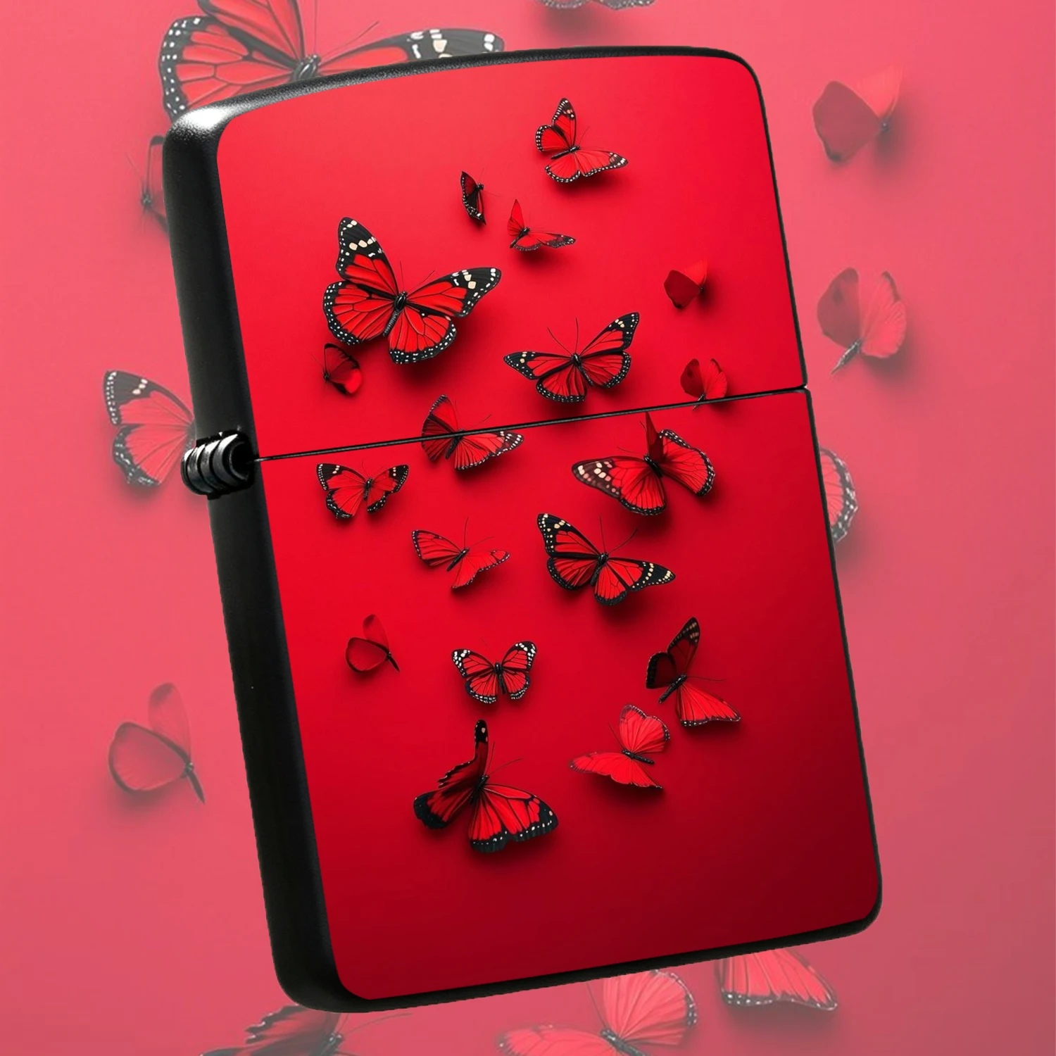 Creative Red Flying Decorative Lighter, Full Vivid Red Background With Delicate Pattern, Exquisite Eye-Catching Look, Portable Practical Item For Daily Gathering Outdoor Camping Multi Scenarios, Ideal Present For Yourself Or Friends A Humor