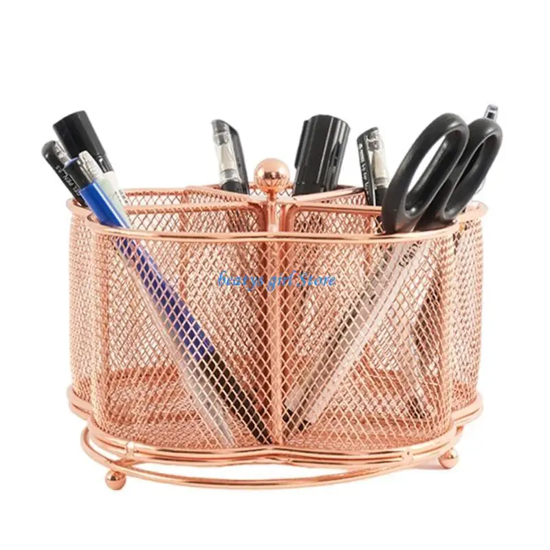 

C7AB Multifunctional Desk Organiser Pen Holder with 5 Compartments and Keychain Hook