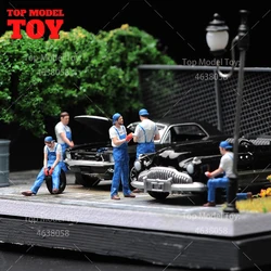 Painted Miniatures 1/64 1/43 1/87 Motor Mechanic Carry Tire Male Figures Model Mini Scene Props Doll For Cars Vehicles Toys