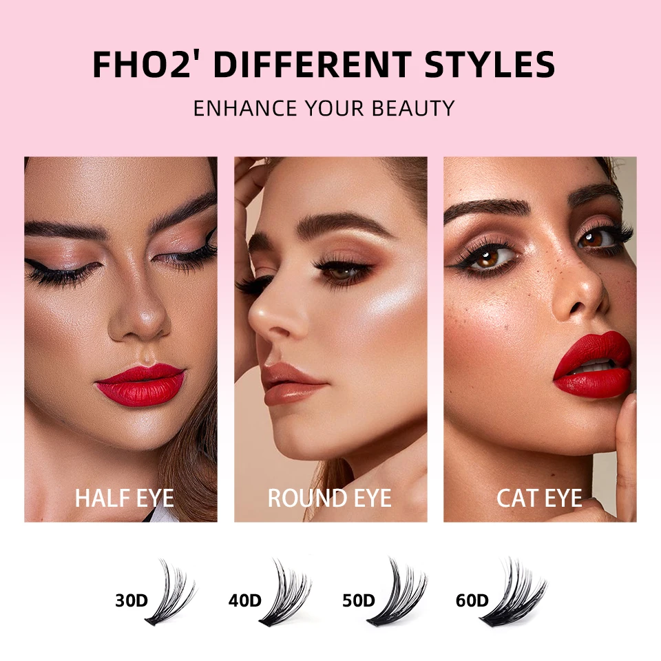 Kit de extensión de pestañas de 640 piezas 304050 D Lash Clusters D Curl Kit de pestañas individuales de 8-16 mm con unión y sello, pinzas y cepillo