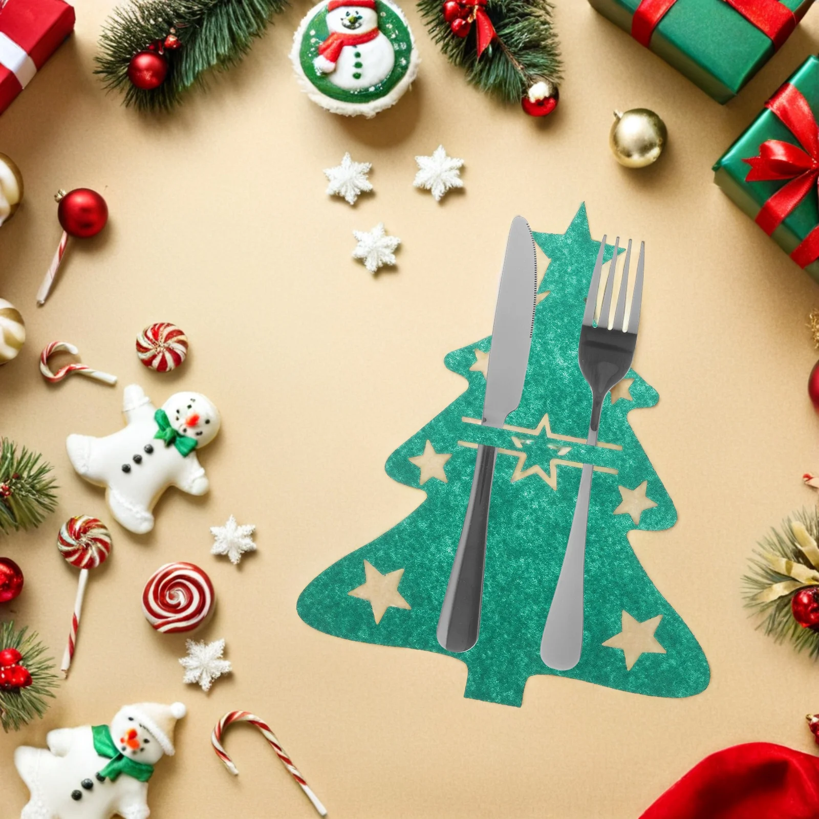 

48Pcs Christmas Tree Cutlery Holders Felt Silverware Bags Xmas Utensil Organizer Party Tableware Decorations Christmas Theme