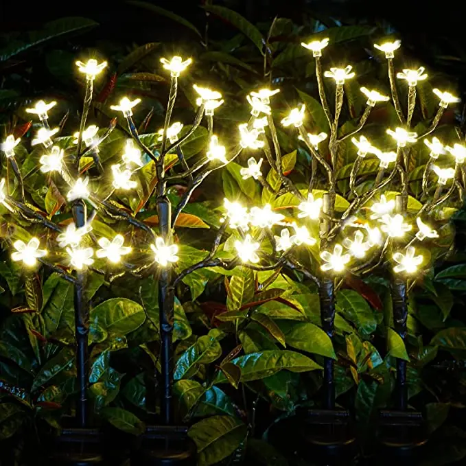 1/4pcs Solar Lamp Solar Garlands Light Peach Flower Solar Lamp Power 20 LED String Fairy Lights Garden Christmas Decor Outdoor