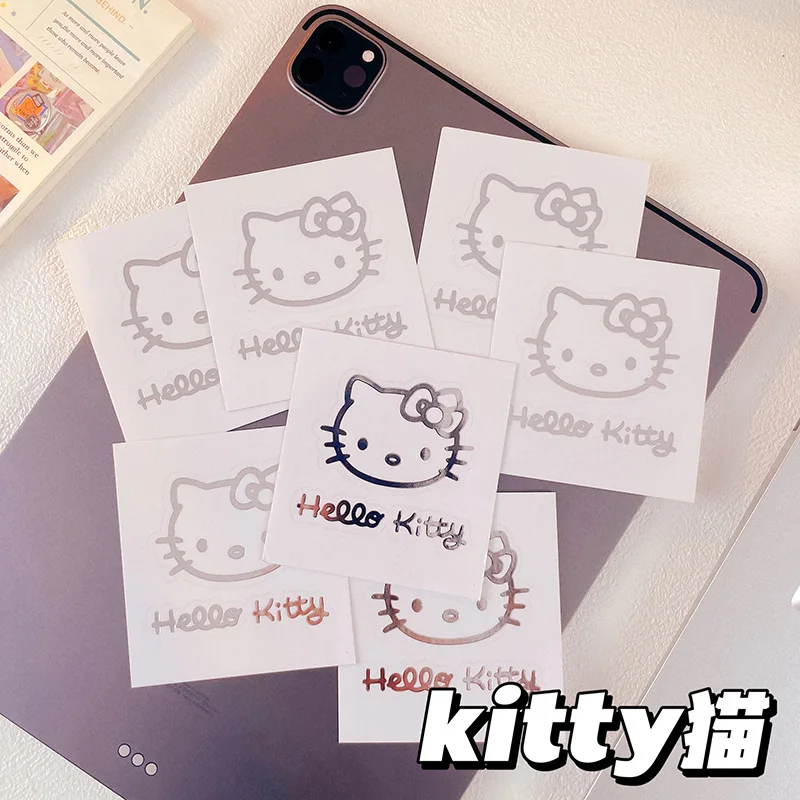 10Pcs Kawaii Sanrio Metal Sticker WaterproofAnime Hello Kitty Kuromi Cinnamoroll MobileLuggage Computer Sticker for Kids Gifts