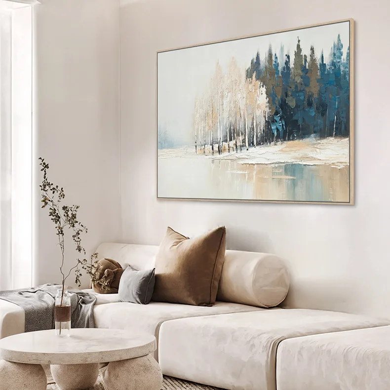 Art Deco Hanging Decorative Painting Canvas Handmade for Hotel Homestay Living Room Office Soft Decoration Background Wall