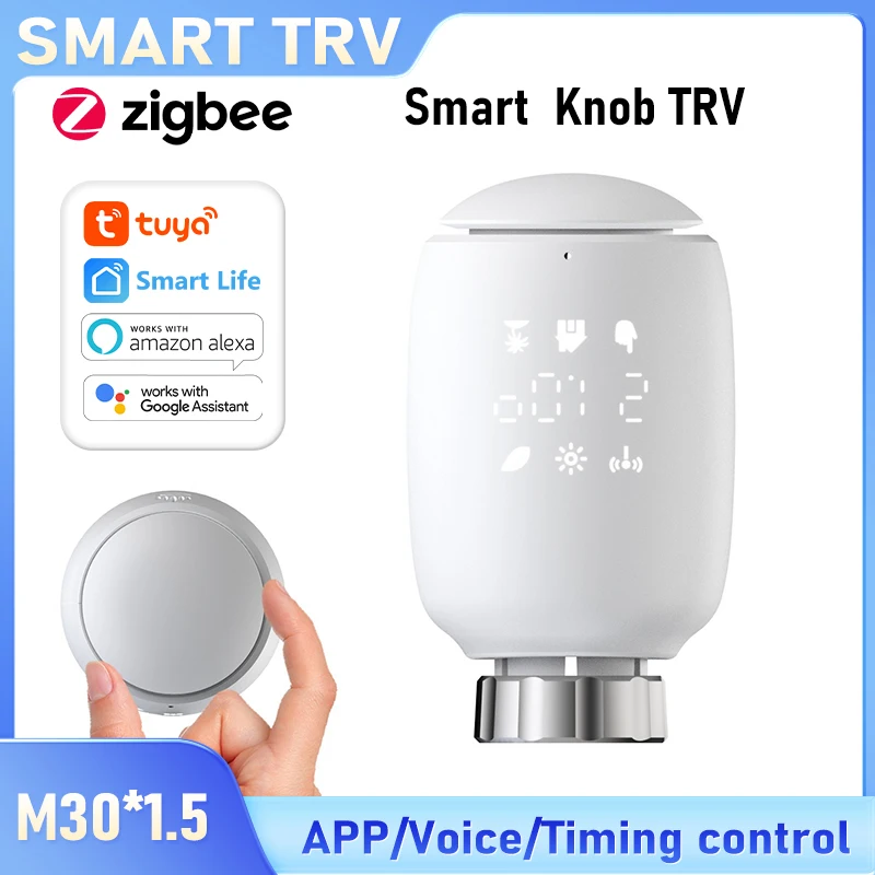 

Tuya Zigbee Knob Smart TRV - Thermostatic Radiator Valve Energy Saving Constant Temperature Control, APP Remote/Timer