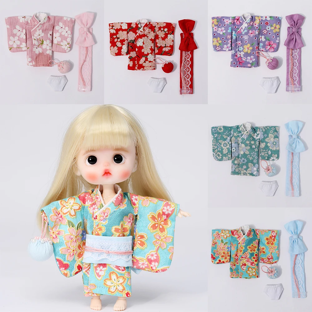 Obitsu 11 kimono Clothes Cherry blossoms Clothes Accessories National Costume Japanese clothing For Ob11,Ymy,Ddf,Gsc,Body9 Doll