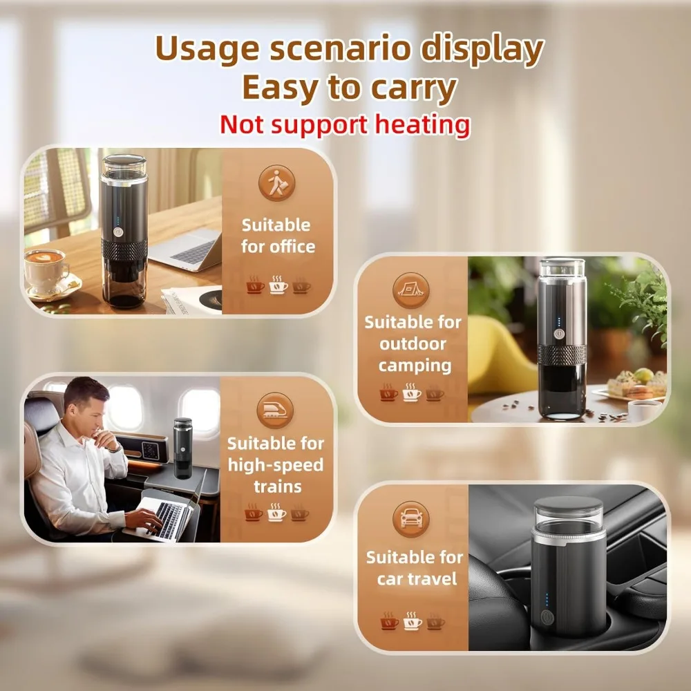 2025 Portable Electric Espresso Coffee Machine One Button Operation with Light Cordless Rechargeable Handheld Coffee Machine