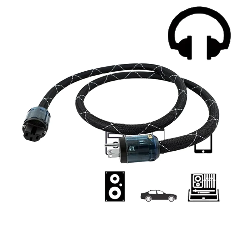 

6N OFC Triple-Shielded HiFi Power Cord with US/EU Plugs (Gold-Plated Terminals, Low-EMI for Audiophile)​​