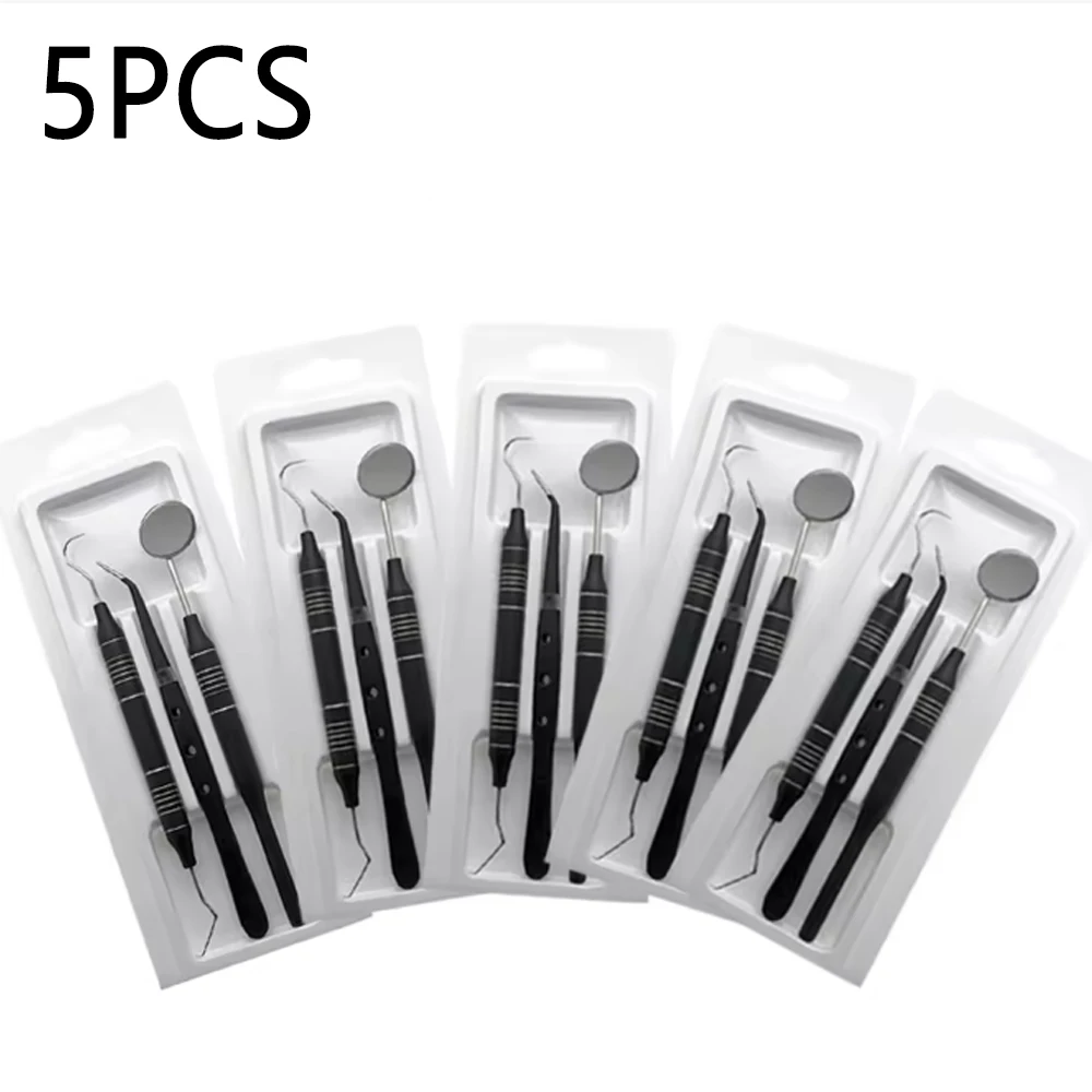 

5 Set 3 Set Dental Instruments Kit Mouth Mirror Tweezers Curved Probe for Teeth Cleaning and Oral Examination Professional Use