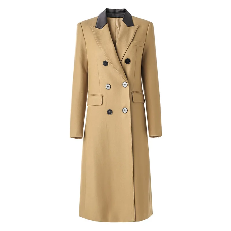 

2025 Winter Women Coat Long Sleeve Turn-Down Collar Long Wool Coat