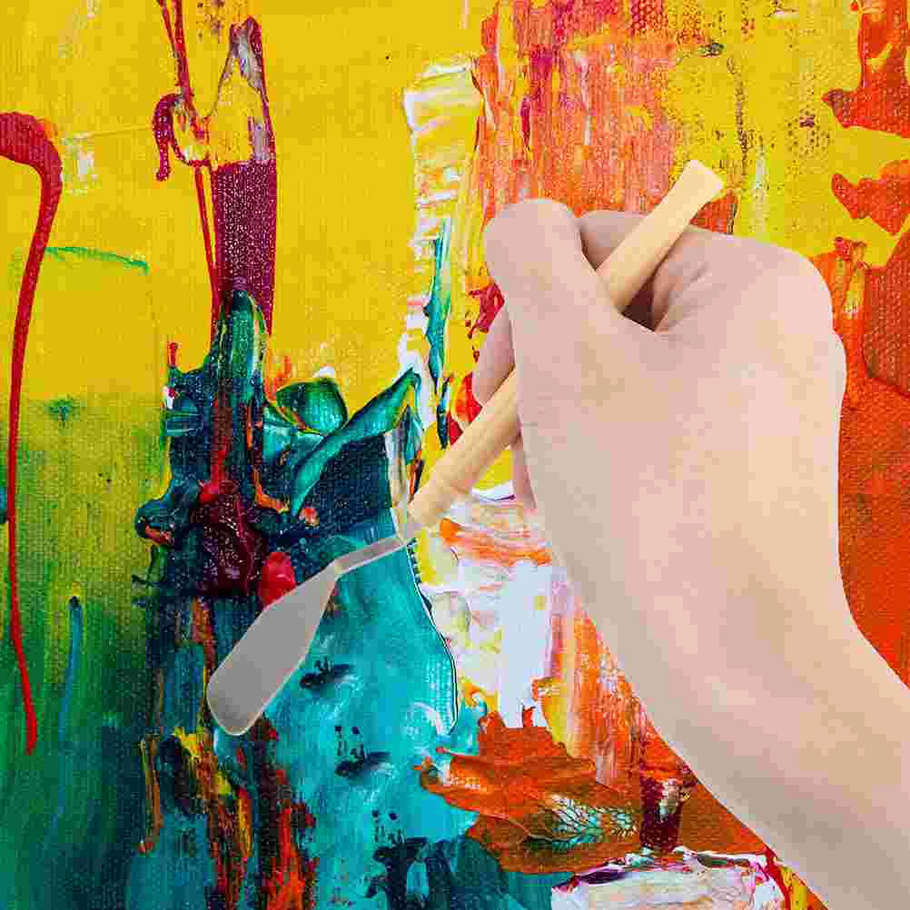 12 個パレットナイフへら絵画用品トレイカラー撹拌へら金属キャンバスツール描画スクレーパーオイル