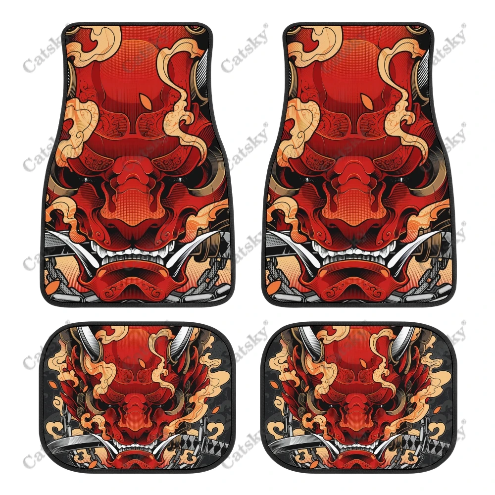 

Japanese samurai mask 4PCS Car Floor Mats Patterns Suitable for Most Cars Auto Interior Non-slip Protective Floor Mats