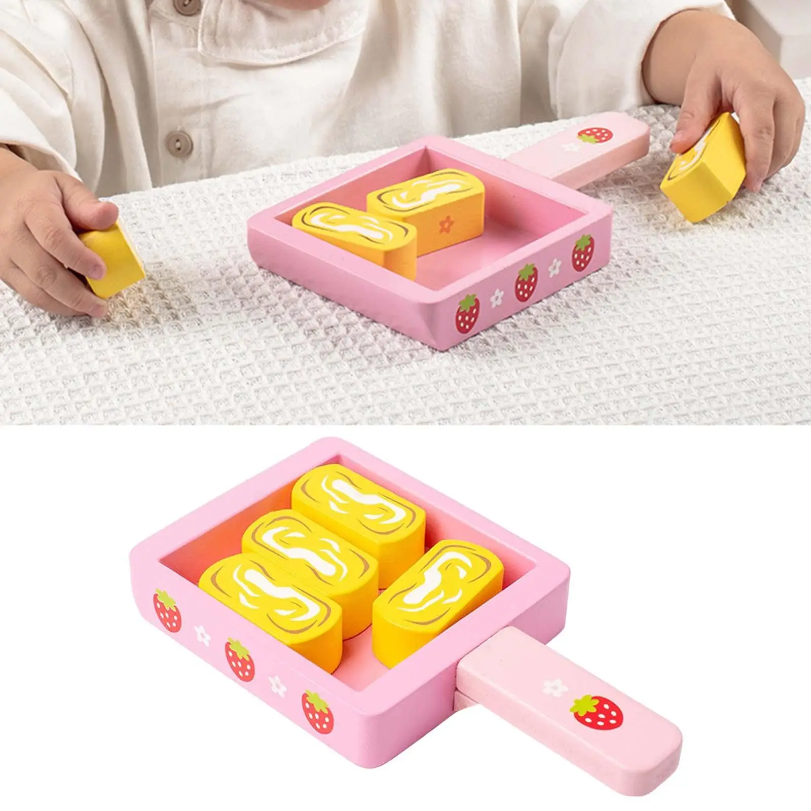 Jouets Montessori gâteau de riz Mini jouet Simulation en bois, batterie de cuisine pour le développement de l'intérêt de la cuisine